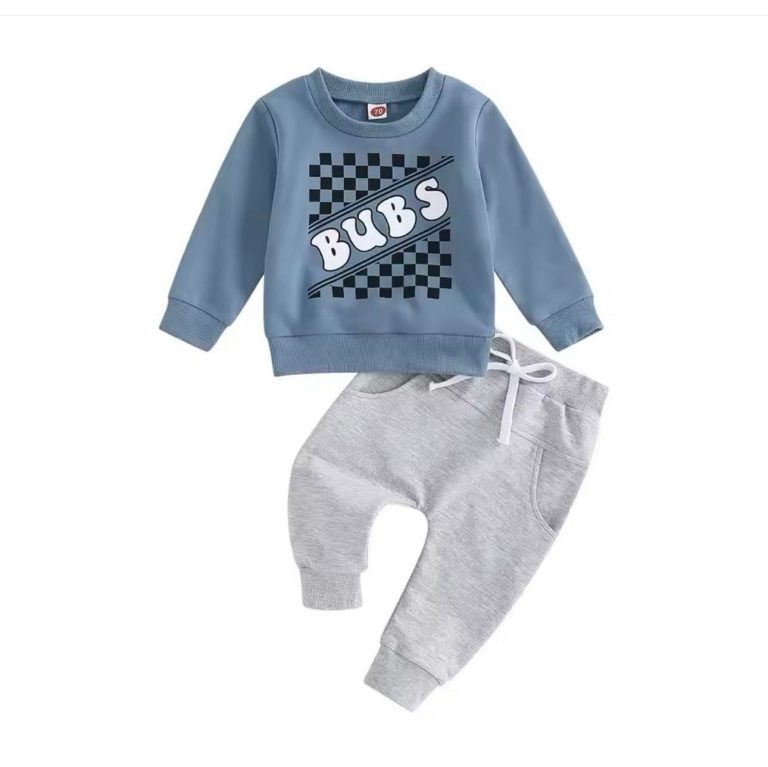 Trendy Toddler Tracksuit – Blue "BUBS" Sweatshirt & Grey Jogger Pants | Comfy Kids Outfit - Image 5