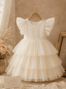 White layered tulle flower girl dress Kenya from ActiveKids kids shop Nairobi