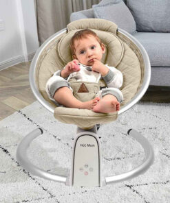 Luxury Hot Mom Upgrade Electric Baby Bouncer with cushioned infant seat, head support and automatic rocking base