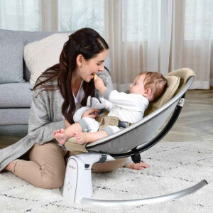 Hot Mom Upgrade Electric Baby Bouncer with soft padded seat, safety harness and automatic rocking design for newborns and infants