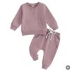 Dusty pink baby tracksuit set with long sleeve sweatshirt and matching jogger pants