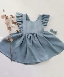 Blue ruffle girls dress for babies and toddlers, sold by ActiveKids baby shop in Nairobi.