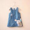 Girls Denim Dress In Nairobi | Activekids Nairobi Baby Shop 12 Blue denim mouse appliqué girls dress with floral embroidery, available from ActiveKids kids shop in Nairobi.