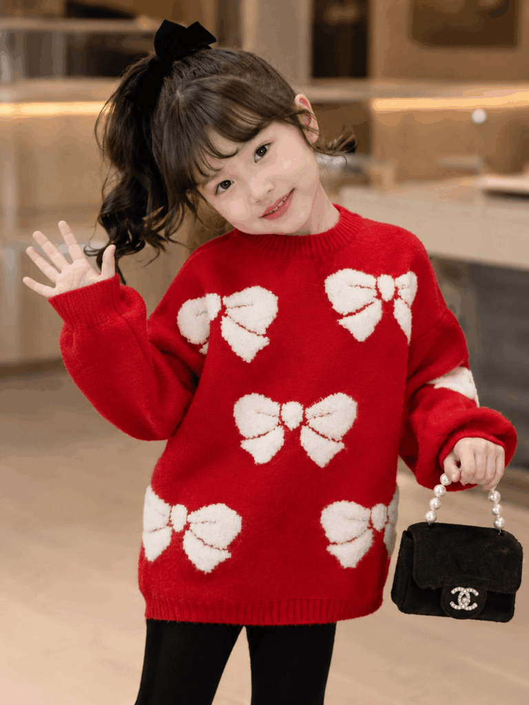 Girls red bow sweater at activekids  baby shop in Nairobi. Shop for girls dresses and baby essentials online