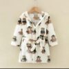 Kids Baby Bathrobe In Nairobi | Soft Hooded Robes – Activekids 11 White teddy bear print kids bathrobe with hood and belt, available from ActiveKids baby shop in Nairobi.
