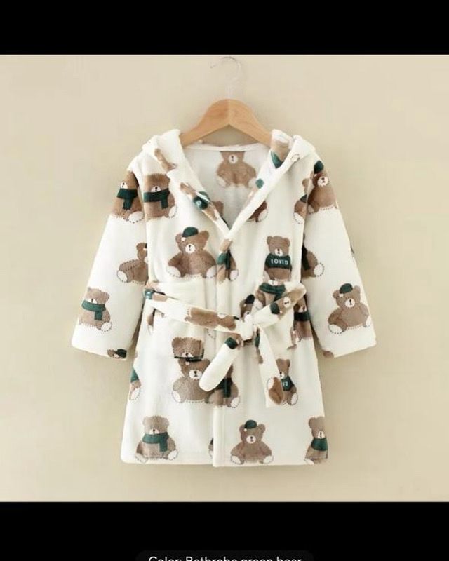 Kids Baby Bathrobe In Nairobi | Soft Hooded Robes – Activekids 6 White teddy bear print kids bathrobe with hood and belt, available from ActiveKids baby shop in Nairobi.